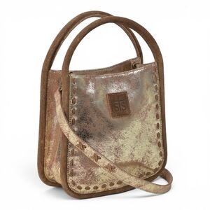 STS Gold Metallic Leather SuedeFlaxen Roan Sugar Crossbody Satchel Handbag NWOT
